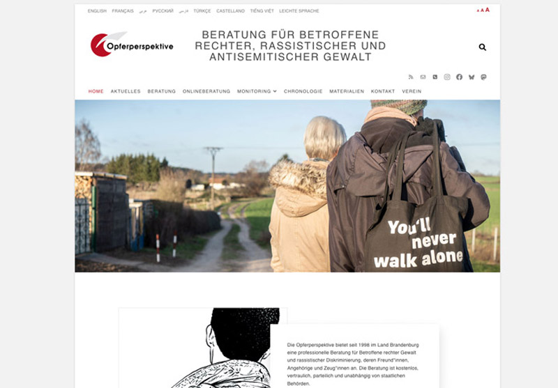 Vorschaubild der Website opferperspektive.de – Startseite